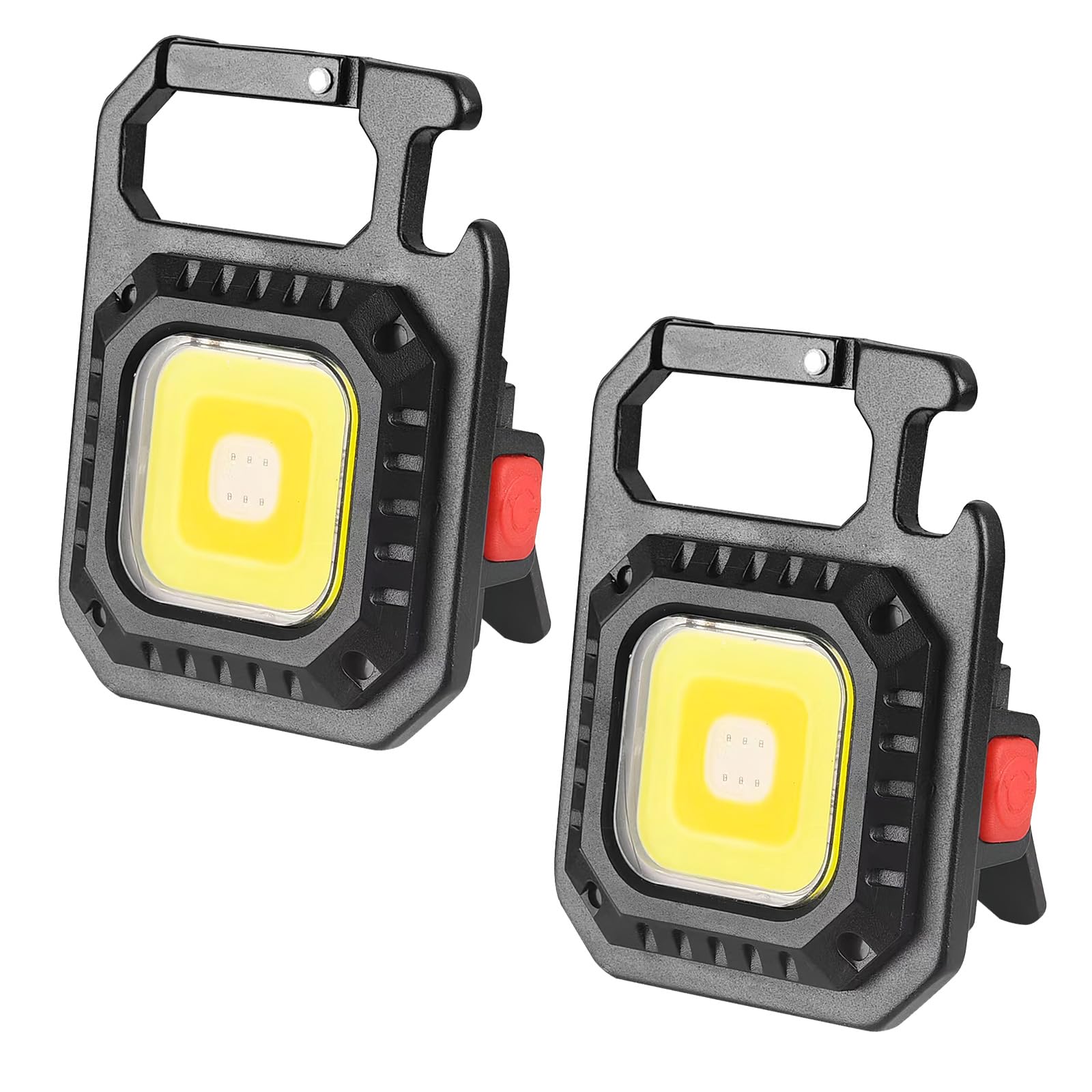Ulsam 2pcs COB Keychain Work Light, Multifunctional Rechargeable Mini LED Keychain Light, 500LM 7 Modes Portable Mini Pocket Light, Magnetic Small Flashlight with Bottle Opener for Camping Emergency