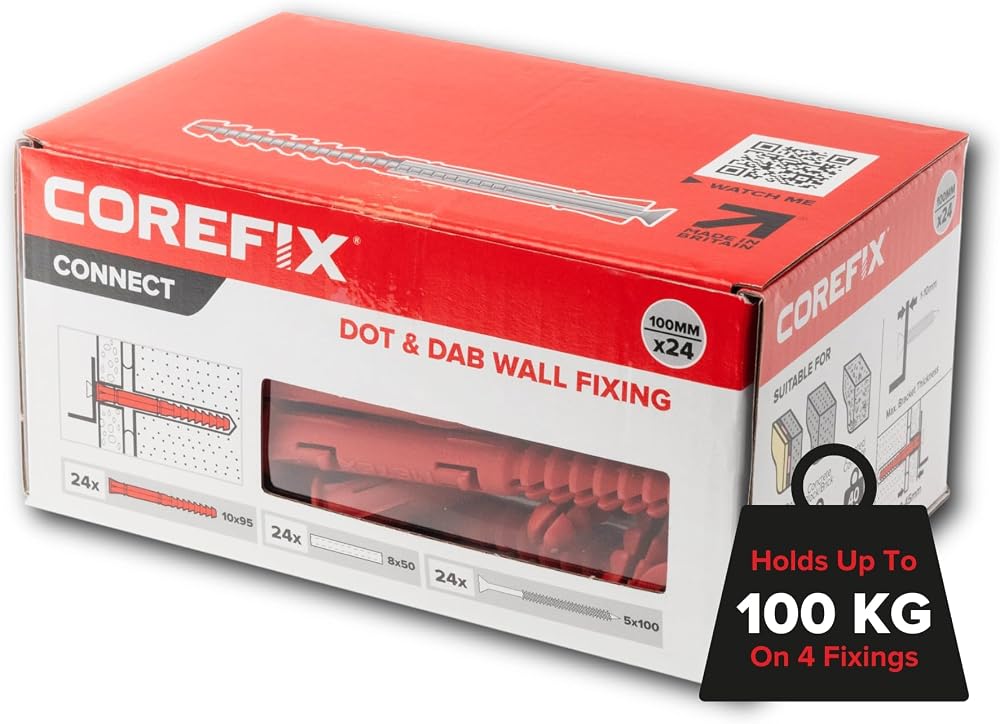 COREFIX 100mm Heavy Duty Dot & Dab Wall Fixings 4 per Set 24pk