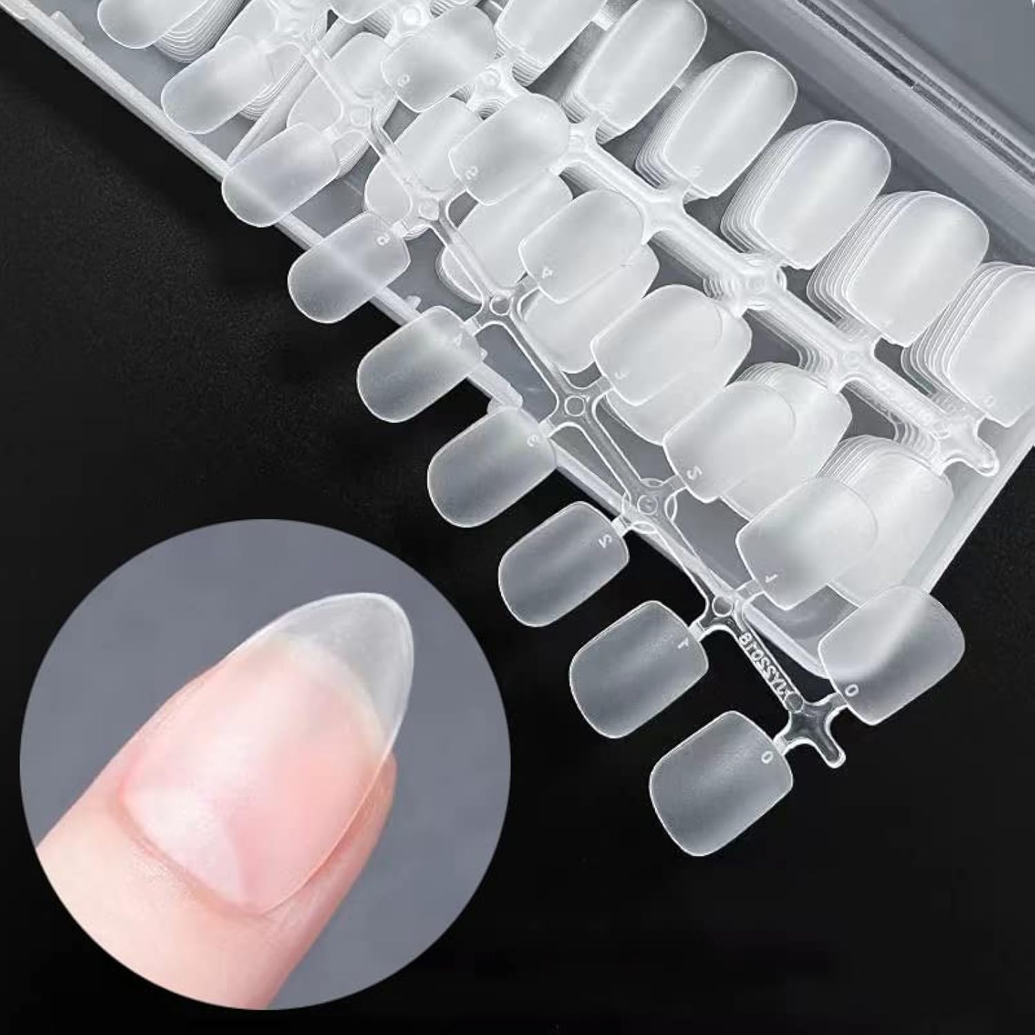Skexiod Short Almond Nail Tips -240Pcs Soft Gel Full Cover Nail Tips for Gel Extensions Matte False Press on Nails Manicure Salon DIY at Home