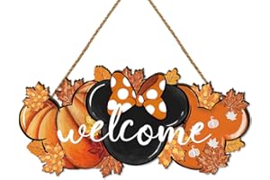 YARCOOLY Fall Decorations Cartoon Mouse Wooden Door Sign Fall Thanksgiving Pumpkin Door Decor Wreath Fall Autumn Thanksgiving Welcome Sign Decor Fall Decoration for Home Party