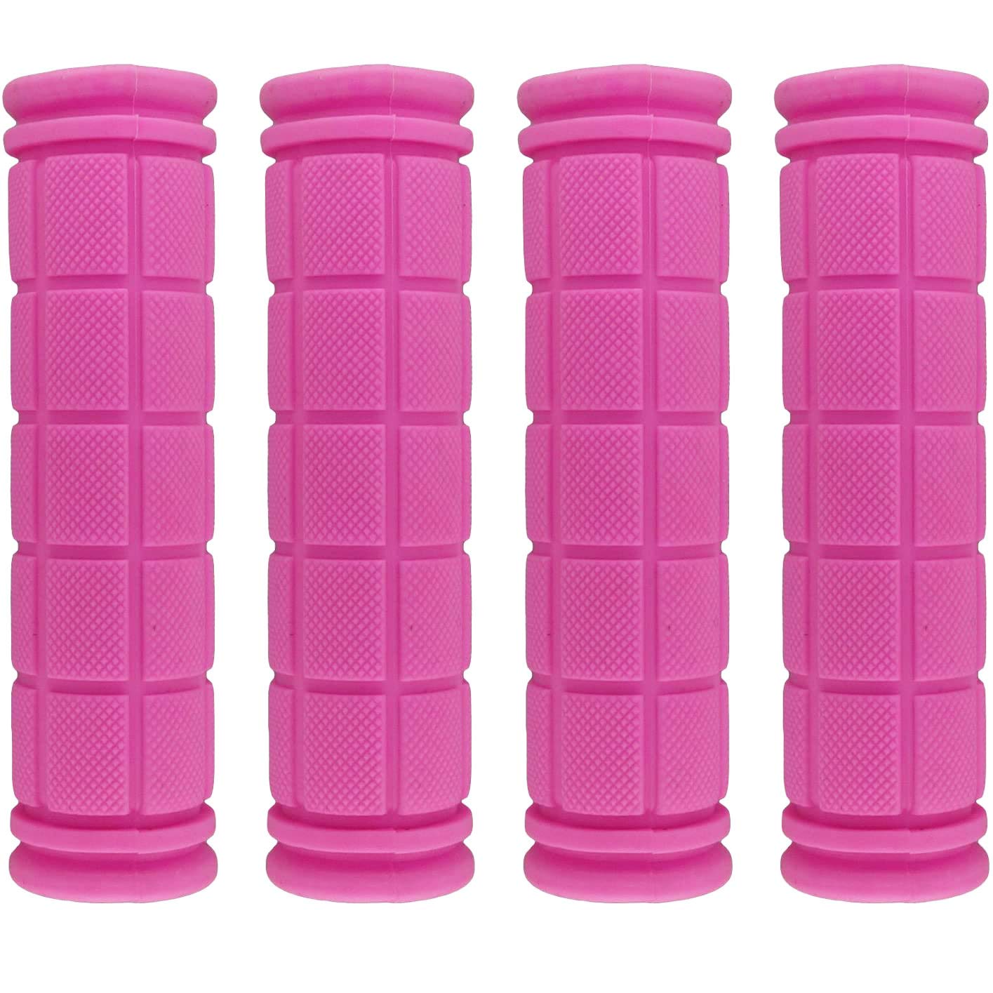 2 Pairs Bicycle Handlebar Bike Non-Slip Rubber Mushroom Grips for BMX MTB Road Mountain Kids Boys Girls (Pink)