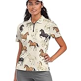 WHUVUMFY Womens Golf Shirt Short Sleeve Zip Up Tennis Athletic Collared Shirts Top Quick Dry Activewear Plus Size XS-2XL