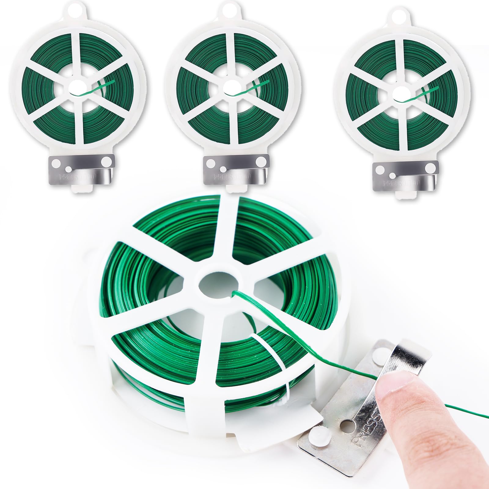 4 pk Garden Wire 200m Garden Twistee Tie with Dispenser and Cutter Plant Twist Tie Wire Green Heavy Duty Twist Tie Plant Support Ties for Climbing Plants,Gardening,DIY Craft