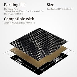 Upgraded Smooth/Textured PEH+PEI Sheet 355x355mm
