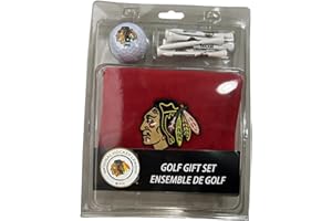 CaddyPro NHL Chicago Blackhawks Golf Gift Set with Golf Ball, Metal Ball Marker, Tees and Towel, Official Licensed Hockey Tea