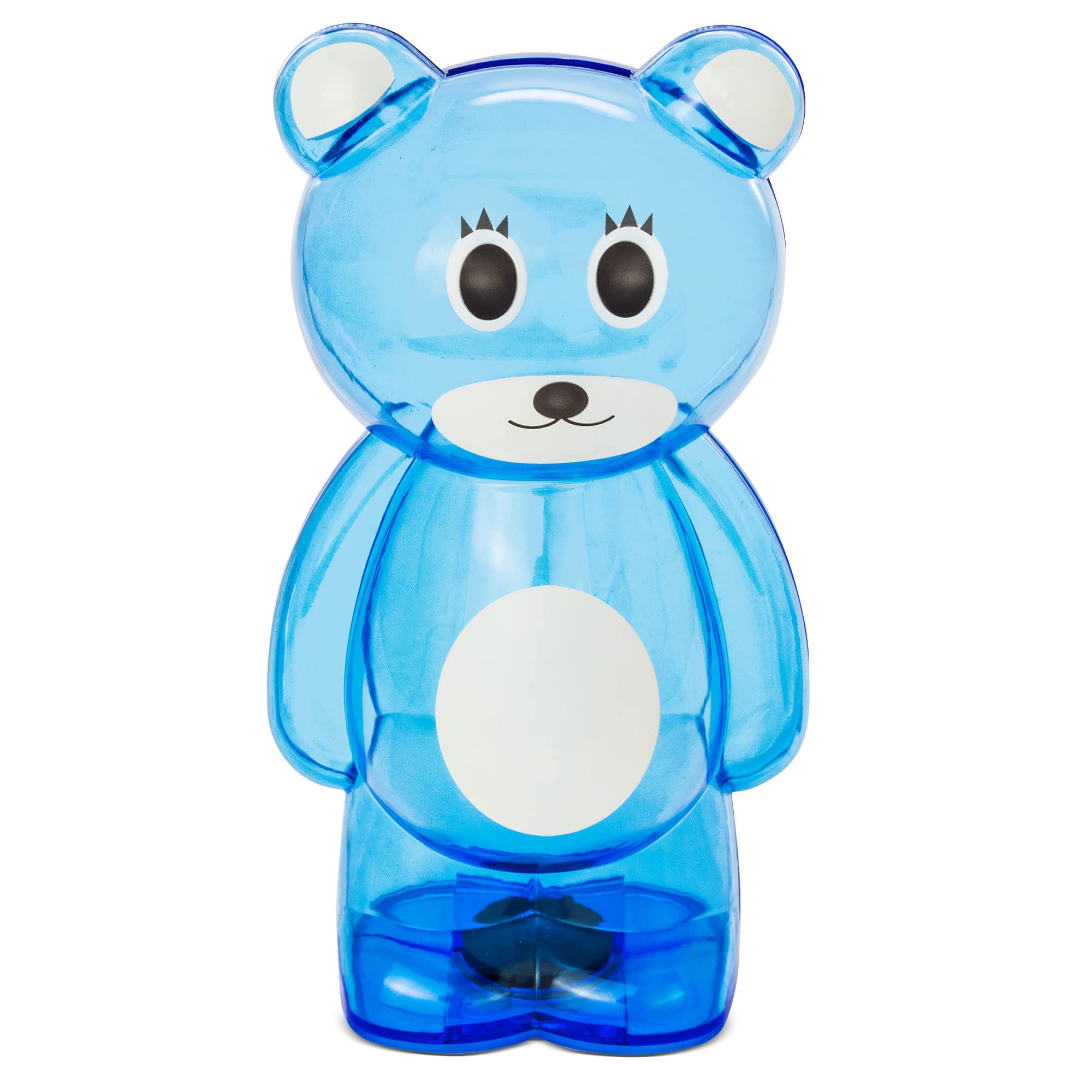 Transparent plastic piggy bank in the shape of a bear. Original large children's piggy banks with stopper. Light and Resistant Piggy Bank. (Blue)