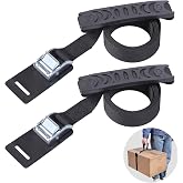 Neracking 5' Carrying Strap with Handle, Adjustable Heavy Duty Cam Buckle Tie Down Straps for Safely Moving and Lifting Heavy Boxes, Camping Chairs and Mat (Black, 2pcs)