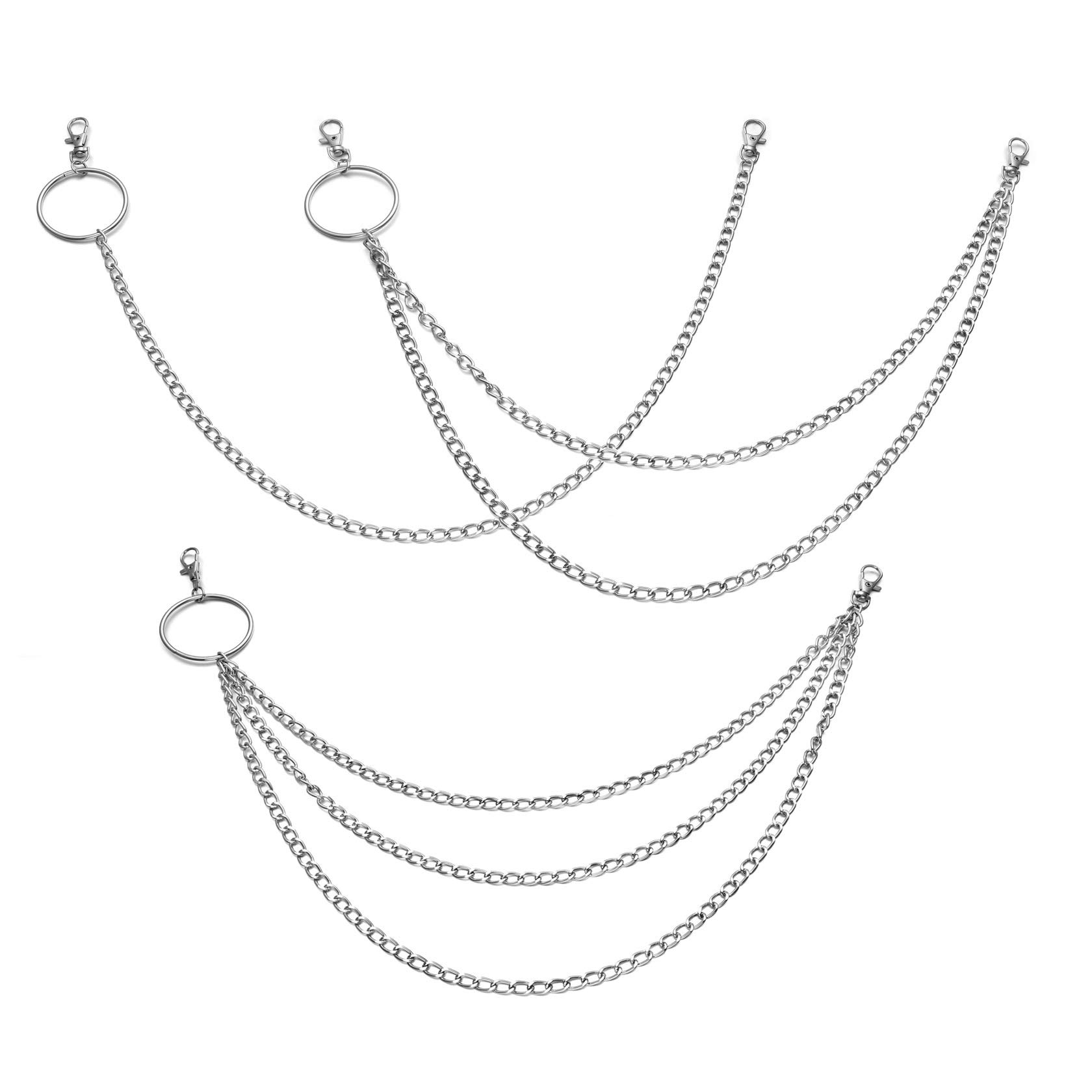 MILAKOO 3 Pcs Accessory Chains for Women Men Blet Jeans Chain Waist Punk Rock Motorcycle Style