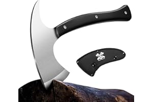 GRUMPY BEAR Full Tang Survival Camping Axe with Wood Ergonomic Handle and Nylon Sheath Sheath – High Carbon Stainless Steel, Multi-Tool for Outdoor, Hunting, Emergency (Big)