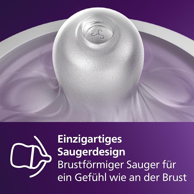 Philips AVENT Babyflasche Natural Response – Babyflasche mit AirFree Ventil, 260 ml, BPA-frei, für Neugeborene ab 3-6 Monaten (Modell SCY673/01)
