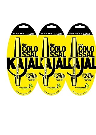 Maybelline New York Colossal Kajal, Black, Combo Pack of 3