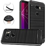 LG V35 ThinQ Case, Dretal Carbon Fiber Shock Resistant Brushed Texture Soft TPU Phone case Anti-Fingerprint Flexible Full-Body Protective Cover for LG V35 ThinQ (Black)