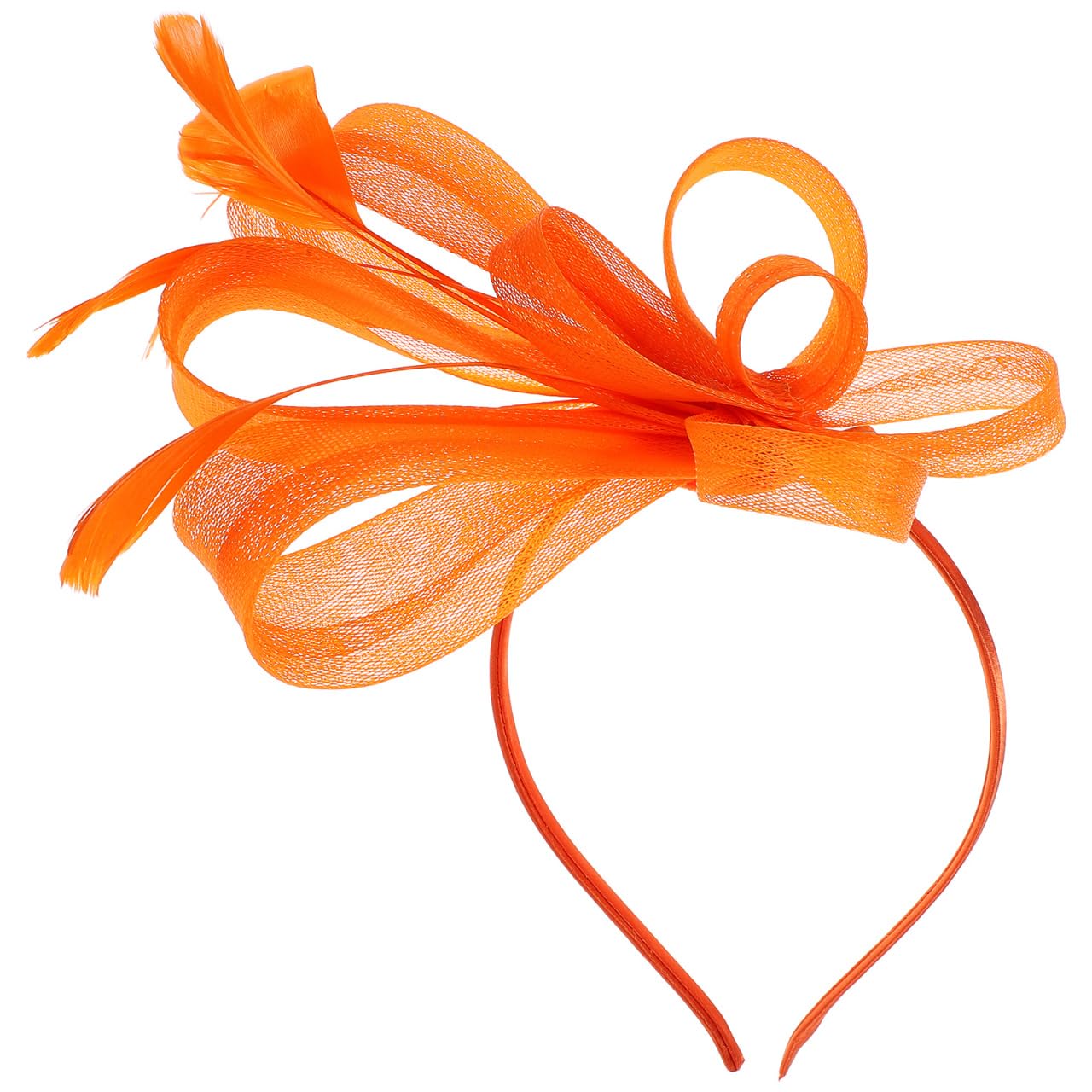 minkissy Orange Hair Fascinator Headband Flower Headpiece for Weddings Tea Parties and Carnival Lightweight Mesh Design 7.9X7.1X1.2 Inches