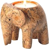 British Fossils Himalayan Marble Elephant Tea Light Holder Fossilstone 3" view 1