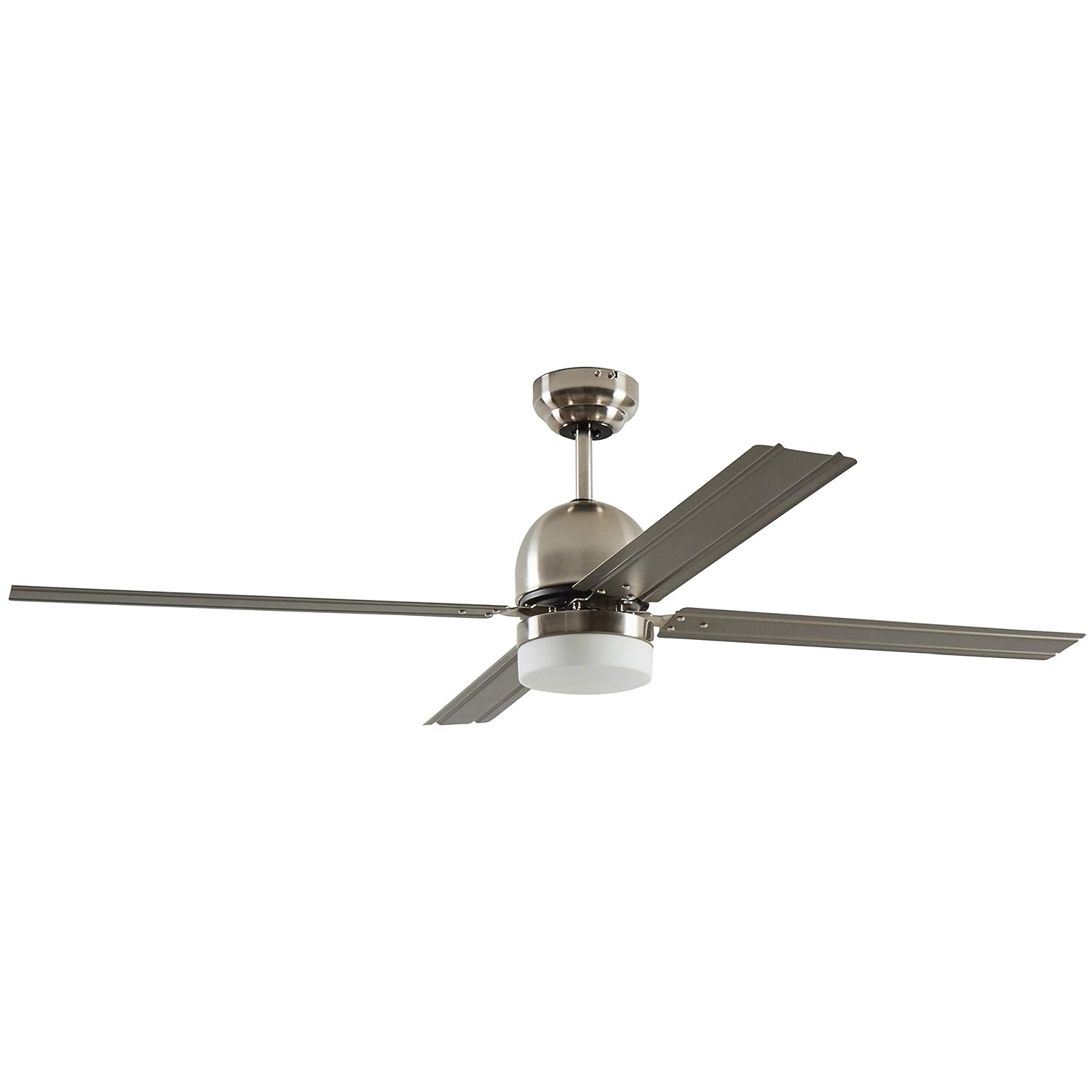 Rivet Modern Curved Ceiling Fan with Bulb, 53"W, Brushed Nickel