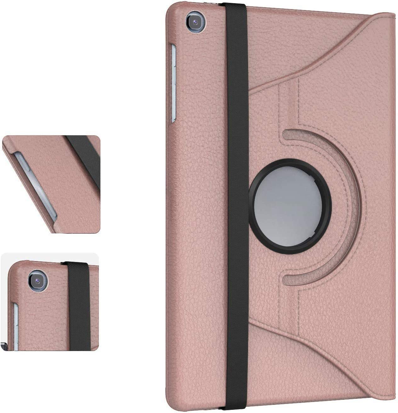 For Tab A 10.1" (2019) T510, T515 - Leather Rotate Case for Samsung Galaxy Tab A 10.1 (2019) - SM-T510, SM-T515-360° Rotating Stand Cover T515-Rotate (Rose Gold)