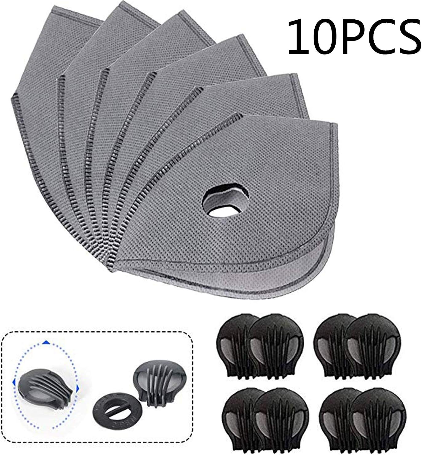 A set of 10 activated carbon N99 PM2.5,4PCS valve replacement,for mesh or neoprene dust masks, filter exhaust or anti-pollen allergy dust mask replacement filters (10PCS)