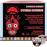 Double Donut Coffee High Caffeine Coffee Pods, Extra Strong Double Caffeine Coffee Cups for Keurig K Cup Brewer Machines Single Serve Dark Roast Coffee, 80 Count
