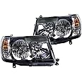 Prefer Warehouse Halogen Headlight Assemblies Compatible with1998-2005 Toyota LandCruiser FJ100 LC100 105 series Black Headlights Left+Right Side Headlamp 81059-60042 81019-60042 Without bulbs