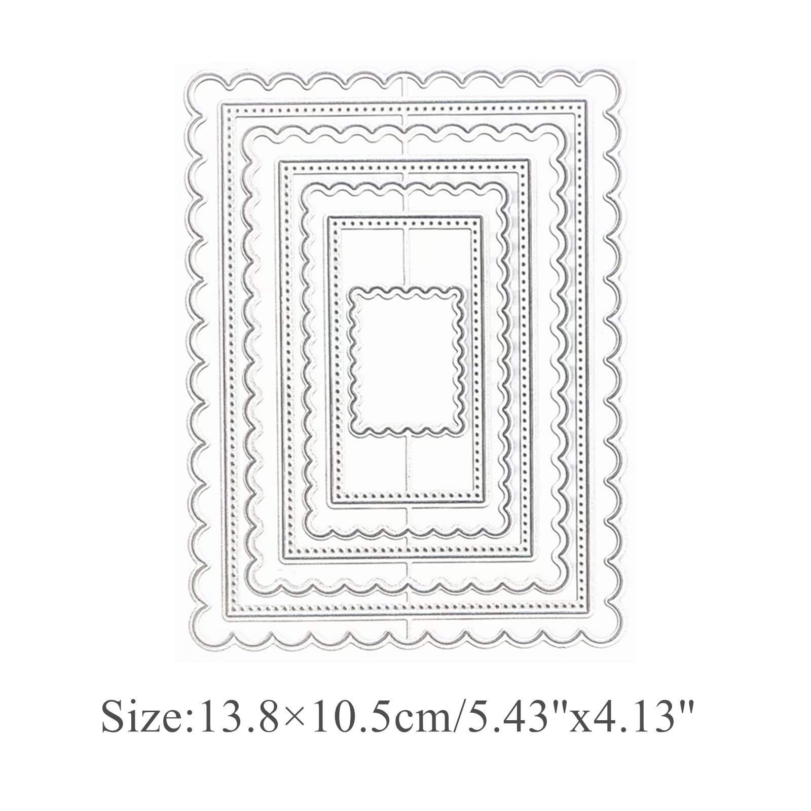 hinana 7pcs/Set Rectangle Frame Metal Die Cuts, Scallops Stitched Nesting Tag Background Cutting Dies for DIY Scrapbooking Album Decorative Embossing Paper Card Making