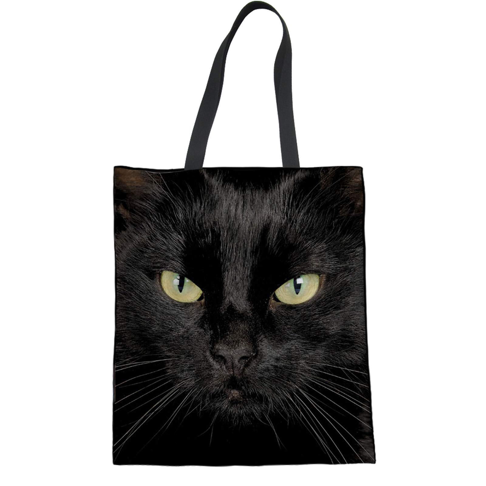 Belidome Black Cat Reusable Tote with Handle Lightweight Durable for Travel Outdoor Hiking Canvas Shopping Storage
