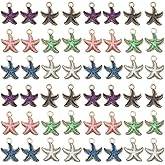 Sailanzi 48pcs Alloy enamel starfish series Pendant Jewelry Making DIY Keychain Earrings Pendant Various Design Charms for Jewelry Making Bracelets Necklace (SN823)