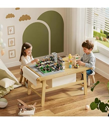 Amazon.com: EZ2LIVE Kids Train Table with Storage, 5 in 1 Bamboo