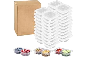 VOCAON 20PCS Double Compartment Condiment Container With Lids - Reusable Snack Pack Containers for Take-out Sauces