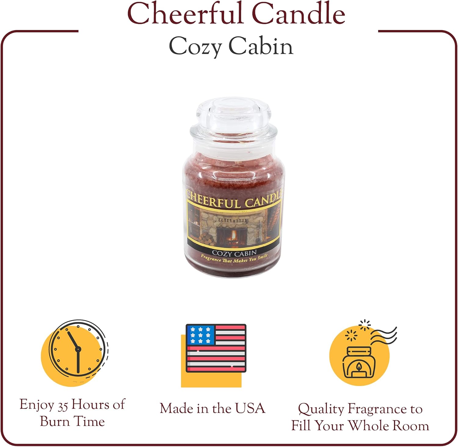 A Cheerful Giver - Cozy Cabin Scented Glass Jar Candle (6 oz) with Lid & True to Life Fragrance Made in USA: Home & Kitchen