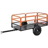 VEVOR 22 Cu.Ft 1600Lbs Steel ATV UTV Trailer Tow Behind Dump Cart, Heavy Duty Pull Behind Utility Dump Trailer for Lawn Mower Trailer Tractor Garden Yard with Removable Rear Panel
