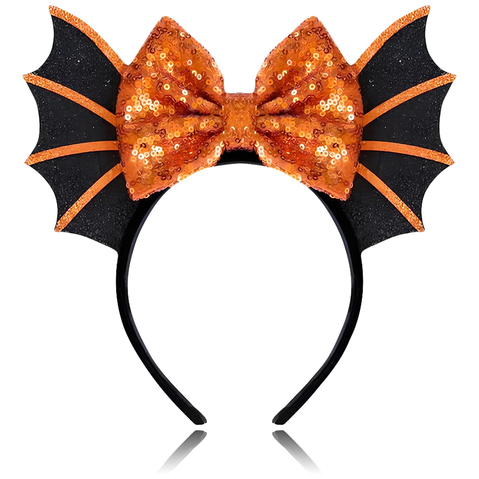 Photo 1 of Orange Mouse Ears Halloween Headbands, Bat Halloween Hair Accessories for Woman Man (Orange Bat)