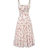 SCARLET DARKNESS Women's Floral Midi Dress Corset Sundresses 2026 Summer Spring Vacation Milkmaid Dresses