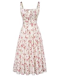 Floral Corset Dress for Women Midi Ruched Bust