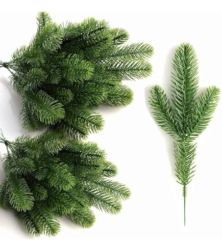 Ramas De Pino Artificiales Para Decoración Navideña - 60 Unidades Realistas, Ideales Para Manualidades Y Coronas