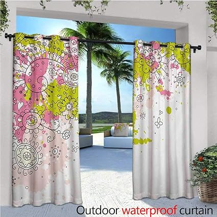 Amazoncom Homehot Floral Balcony Curtains White Backdrop