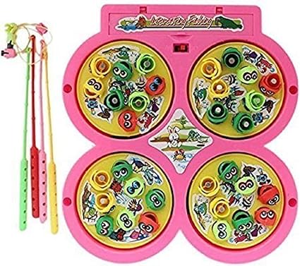 Bighub Fish Catching Game with 4 Ponds (Battery Operated) (2-4 Player Game) Complete Family Entertainment Set for Kids (Random Color)
