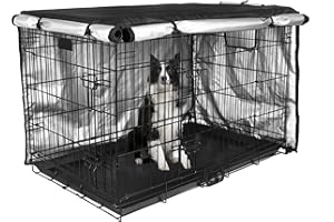 MEDIBOT Dog Crate Cover 42 inch - Double Door, Dog Kennel Indoor, Waterproof Dog Kennel Cover with Air Vent Window, for Indoor/Outdoor Most Wire Dog Crate(Black)