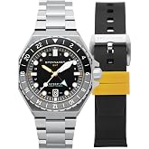 Spinnaker Dumas Men's Automatic GMT Dive Watch &ndash; Seiko NH34 Movement, 44mm Stainless Steel Case, Water Resistant 300m, Stainless Steel Bracelet, SP-5119