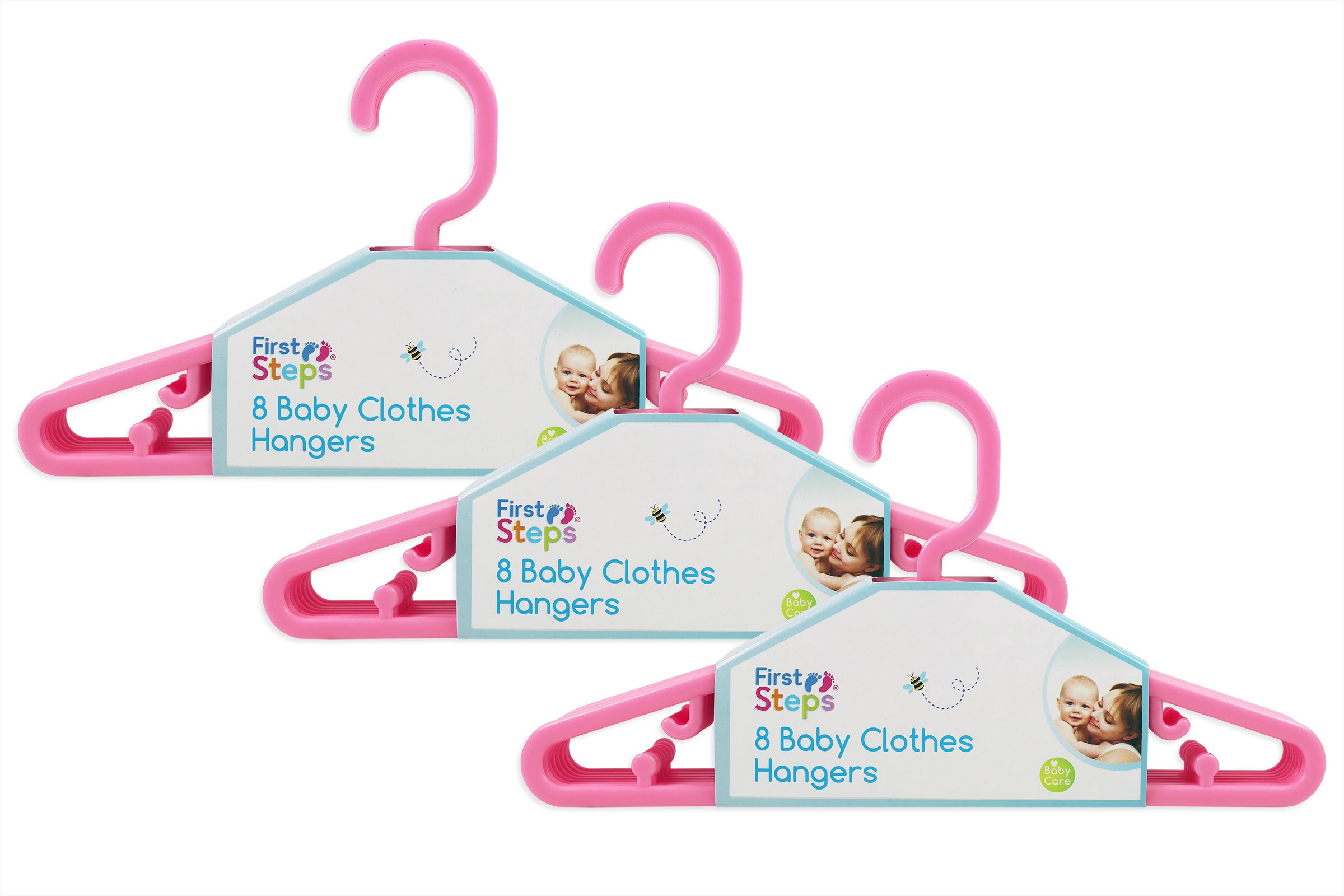 Baby Coat Hangers Small Clothes Hangers First Steps Pack of 24 Pink
