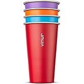 VINUR 20 oz Stainless Steel Cups 4 Pack Pint Tumbler Stackable Metal Drinking Glasses for Travel, Camping, Outdoors (Purple-Orange-Sky Blue-Canyon Red)