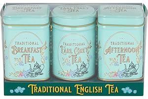 New English Teas Vintage Victorian Tea Tins with loose-leaf tea