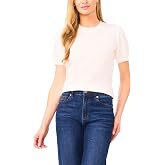 CeCe Pointelle Scallop Crew Neck Sweater