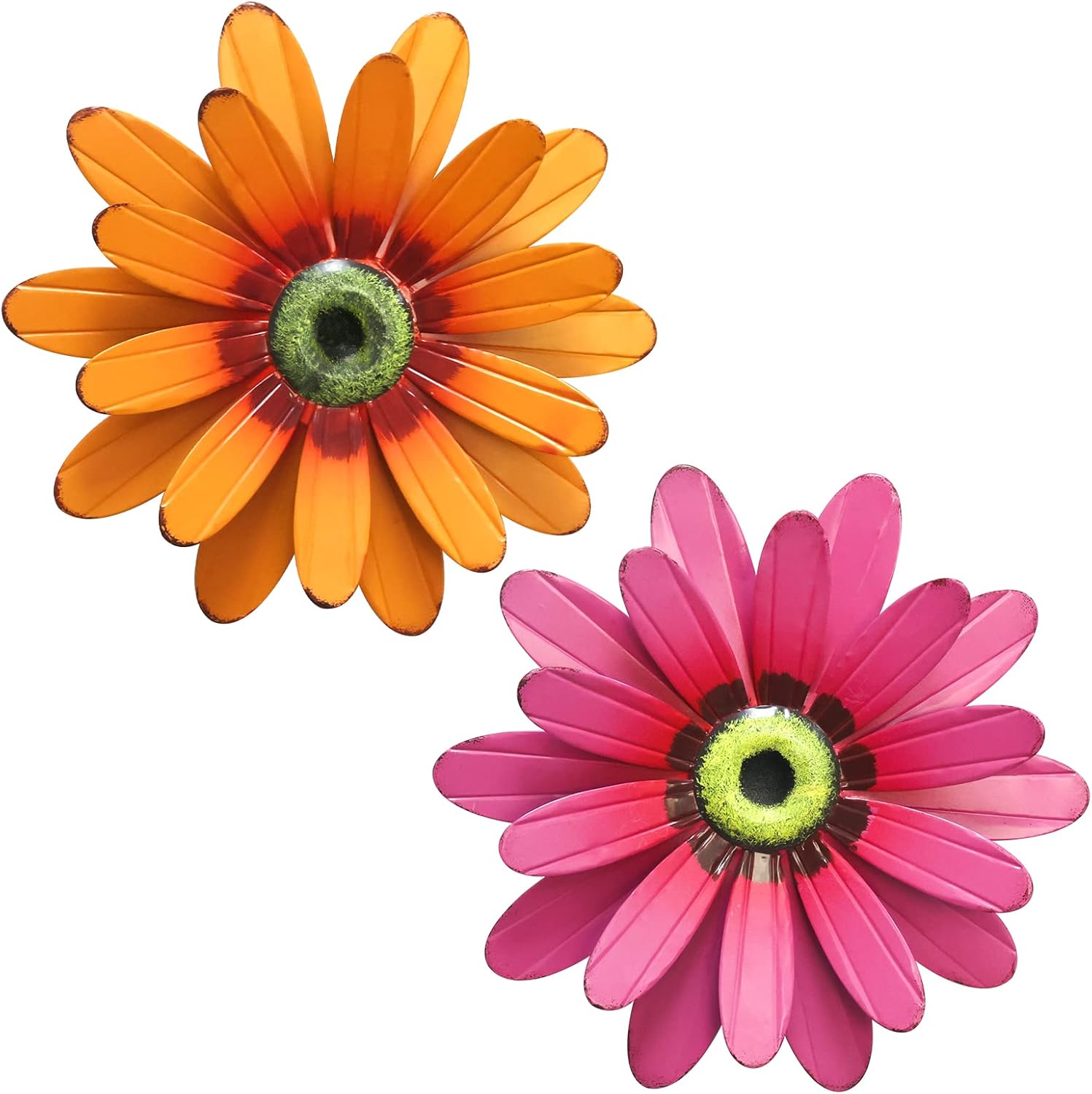 Plaques & Wall Art - MEETYAMOR 10'' Sunflower Wall Decor, Metal Flower Wall Art Decorations, Sunflower Spring Yard Garden Decor Hanging for Kitchen, Bathroom, Handmade Gift for Outdoor, Indoor, Set of 2 Wall Sculptures