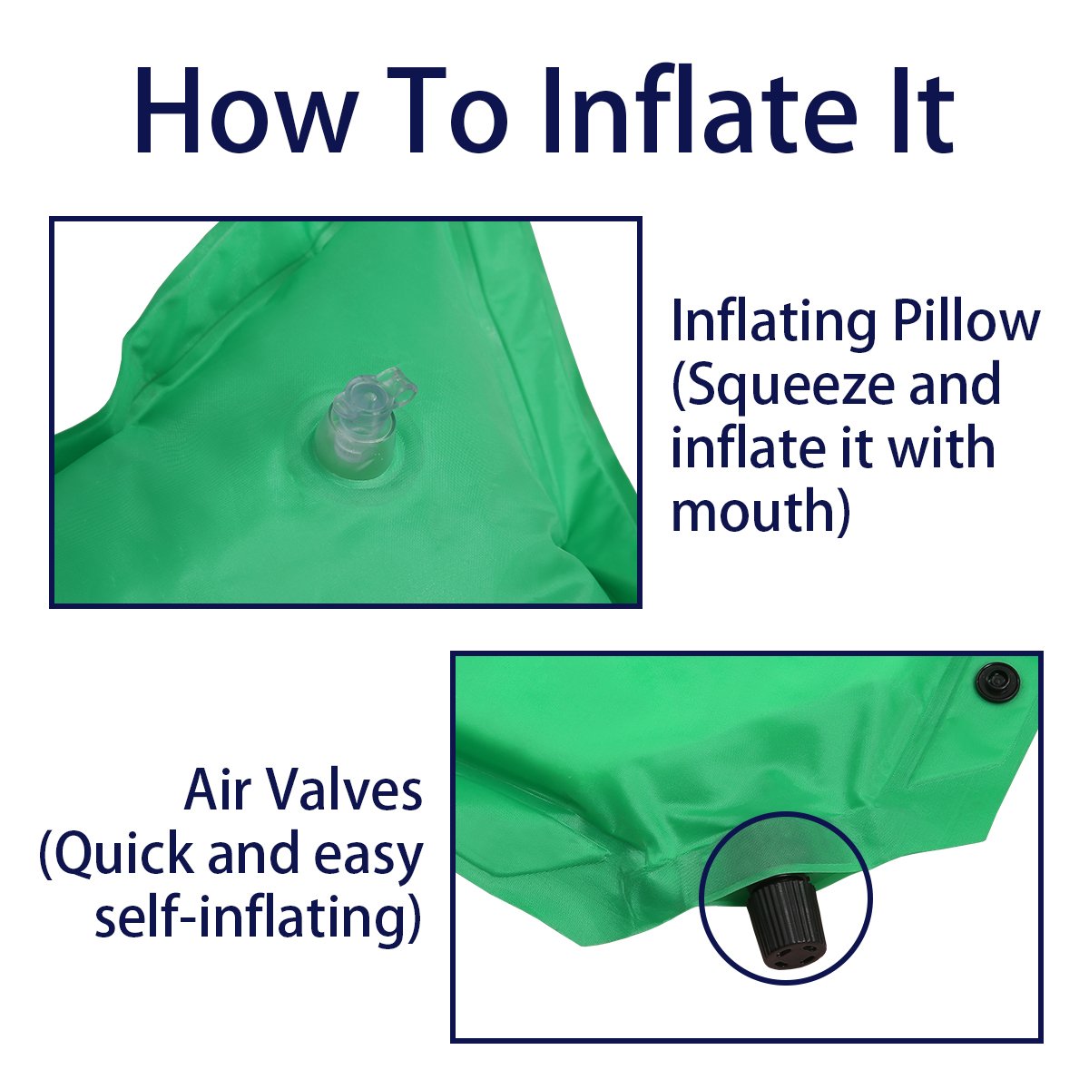 FRUITEAM Self Inflating Camping with Pillow Lightweight Foam Pad for Backpacking Tent Car Sleeping Mattress