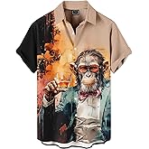 DADDYLOCO Men's Hawaiian Shirt Button Down Funny Printed Casual Short Sleeve Summer Beach Party BBQ Shirts