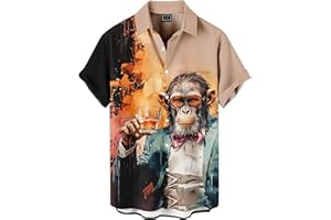 DADDYLOCO Men's Hawaiian Shirt Button Down Funny Printed Casual Short Sleeve Summer Beach Party BBQ Shirts
