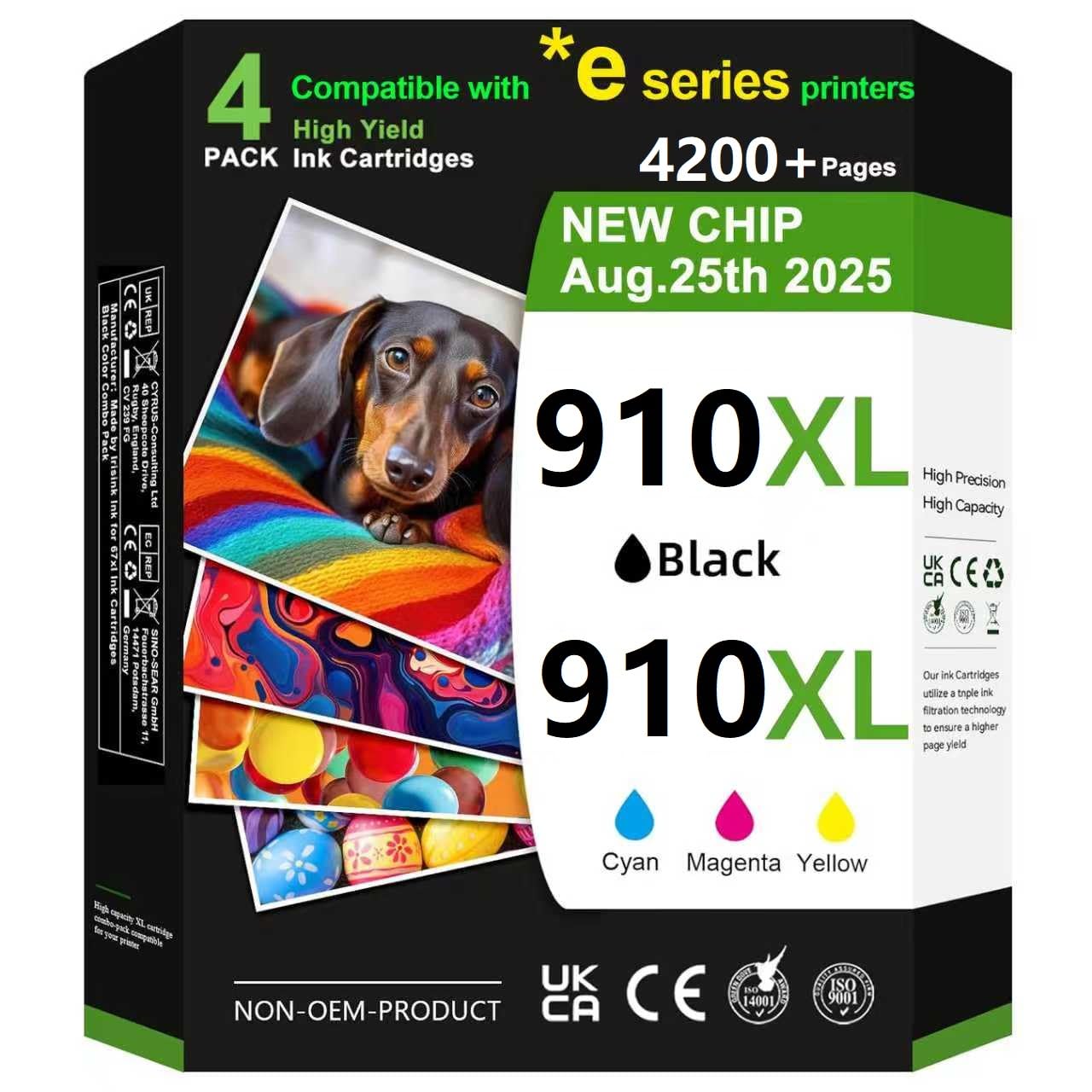 Photo 1 of 910XL Remanufactured for HP 910XL Ink Cartridges Combo Pack with HP OfficeJet Pro 8015e Ink Cartridges 8025e 8028e 8022e 8035e 8010e Printer (Black/Cyan/Magenta/Yellow)