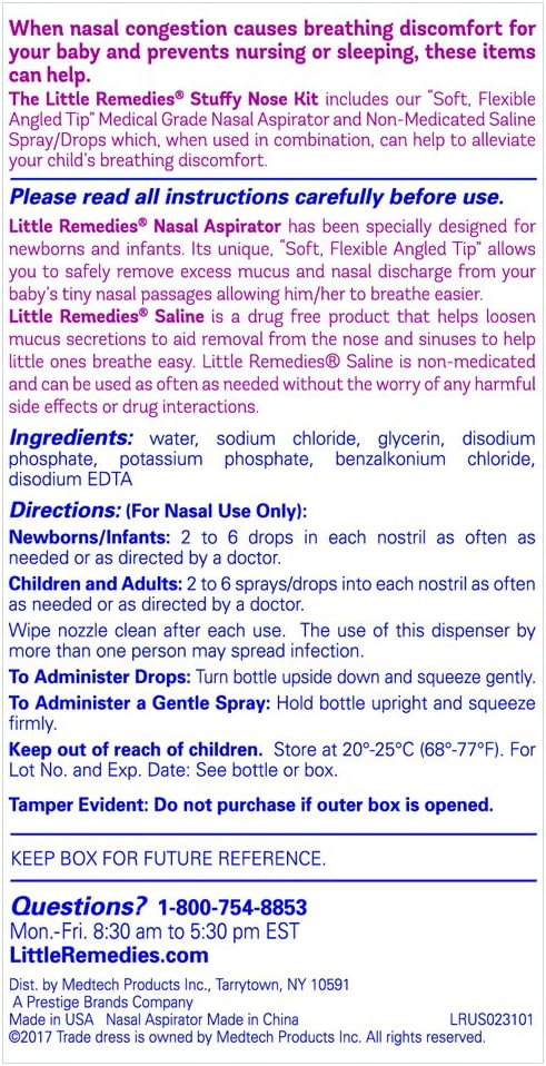 Little Remedies Little Noses Saline Spray-Drops - 1 fl oz (Pack of 2): Health & Personal Care