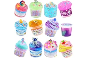 VOMKELA Crunchy Slime Set 12 Packed for Kids,Super Soft and Non-Sticky Stress Relief Clear Slime Kit Toy,DIY Butter Slime Party Favor for Girls & Boys Goodie Bags Stuffers