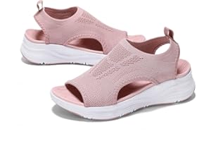 GoodValue Womens Comfortable Orthopedic Sandals Arch Support Ladies Walking Sport Athletic Sandals Open Toe Slip On Plantar Fasciitis Platform Dress Sandal 2 Inches Heel